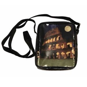 iF Bags Made in Italy PVC Colosseum Picture Crossbody Purse Black Travel Light
